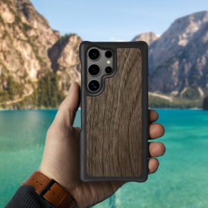 Шкіряна накладка Stenk WoodBacker Samsung Galaxy S23 Ultra Чорна