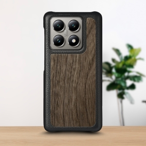 Шкіряна накладка Stenk WoodBacker для Xiaomi 14T Чорний