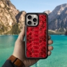 Кожаная накладка Stenk ExBacker Python Scales для Apple iPhone 15 Pro Max Красный
