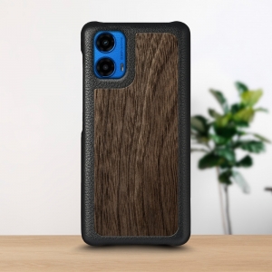 Кожаная накладка Stenk WoodBacker для Motorola Moto G45 Черный