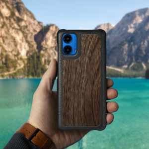 Кожаная накладка Stenk WoodBacker для Motorola Moto G45 Черный