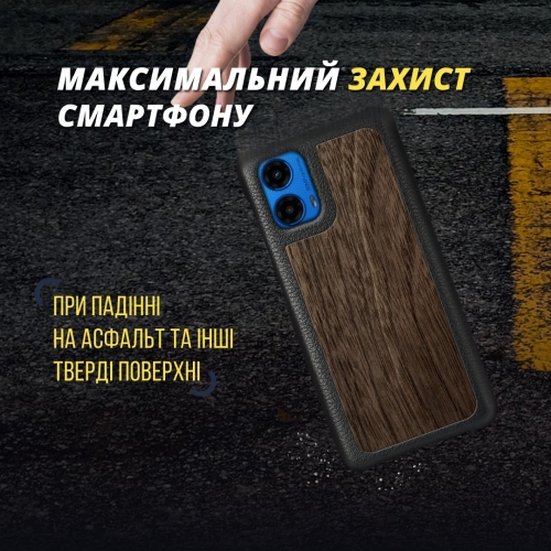 бампер на Motorola Moto G45 Чорний Stenk WoodBacker фото 4