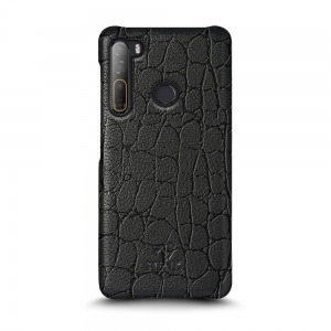 Кожаная накладка Stenk Reptile Cover для HTC Desire 20 Pro Чёрная