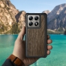 Кожаная накладка Stenk WoodBacker для Xiaomi 14T Pro Черный