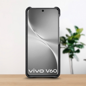 Кожаная накладка Stenk WoodBacker для Vivo V60 Черный