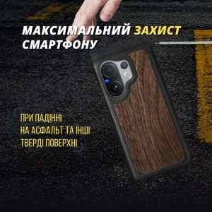 Кожаная накладка Stenk WoodBacker для Vivo V60 Черный