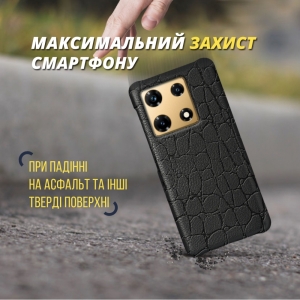 Шкіряна накладка Stenk Reptile Cover для Infinix Note 30 Pro Чорна