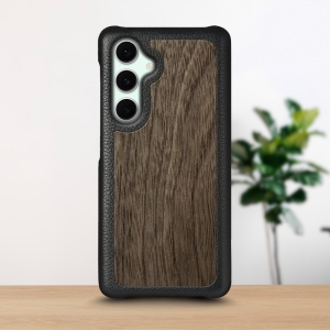 Кожаная накладка Stenk WoodBacker для Samsung Galaxy S24 FE Черный