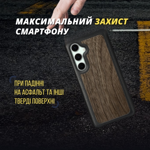 бампер на Samsung Galaxy S24 FE Черный Stenk WoodBacker фото 3