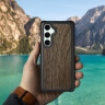 Кожаная накладка Stenk WoodBacker для Samsung Galaxy S24 FE Черный