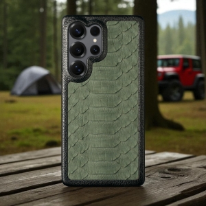 Накладка Stenk ExBacker Python Scales для Samsung Galaxy S25 Ultra Olive