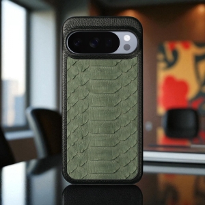 Шкіряна накладка Stenk ExBacker Python Scales для Pixel 10 Pro XL Оливковий