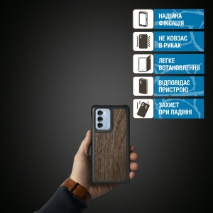 Кожаная накладка Stenk WoodBacker для ZTE Blade V40 Чёрная