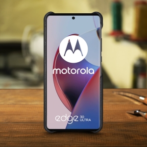 Кожаная накладка Stenk Cover для Motorola Edge 30 Ultra Чёрная