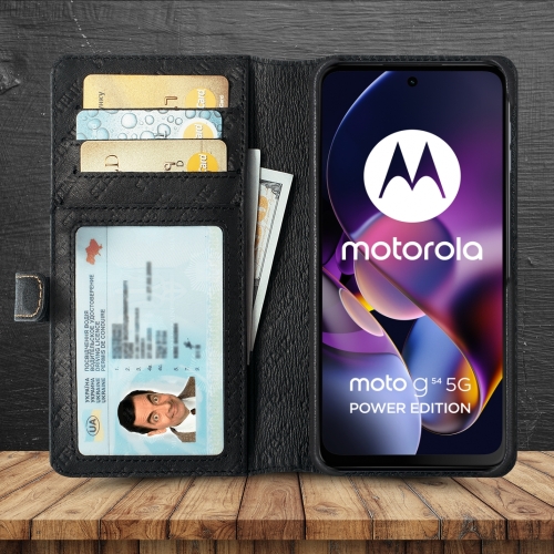 чехол-кошелек на Motorola Moto G54 Power Черный Stenk Premium Wallet фото 2
