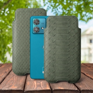 Футляр Stenk Sportage Python для Motorola Edge 40 Neo Оливковый
