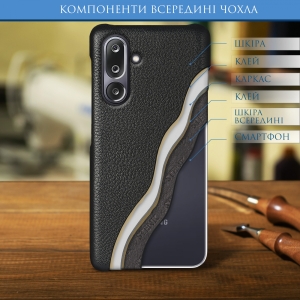 Кожаная накладка Stenk Cover для Samsung Galaxy M36 Черный