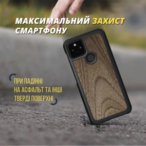Шкіряна накладка Stenk WoodBacker для Google Pixel 5 Чорна