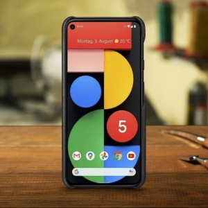 Шкіряна накладка Stenk WoodBacker для Google Pixel 5 Чорна