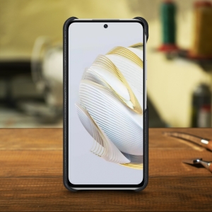 Кожаная накладка Stenk Cover для HuaWei Nova 10 SE Чёрная