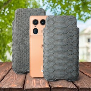Футляр Stenk Sportage Python для Motorola Edge 50 Ultra Серый