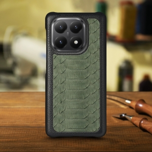 Шкіряна накладка Stenk ExBacker Python Scales для Xiaomi 15T Оливковий