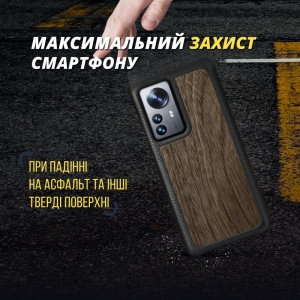 Шкіряна накладка Stenk WoodBacker для Xiaomi 12 Pro 5G Чорна