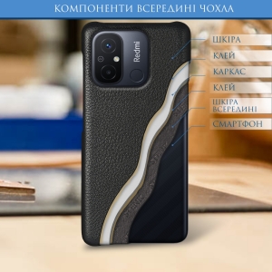 Кожаная накладка Stenk Cover для Xiaomi Redmi 12C Чёрная