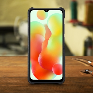 Кожаная накладка Stenk Cover для Xiaomi Redmi 12C Чёрная