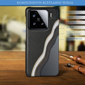 Кожаная накладка Stenk Cover для Xiaomi 15 Чёрный