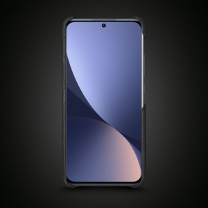 Кожаная накладка Stenk WoodBacker для Xiaomi 12 5G Чёрная