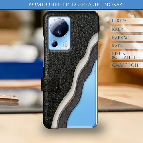 чохол-книжка на Xiaomi 13 Lite Чорний Stenk Premium фото 5