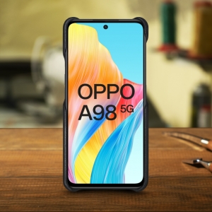 Кожаная накладка Stenk Cover для OPPO A98 Чёрная