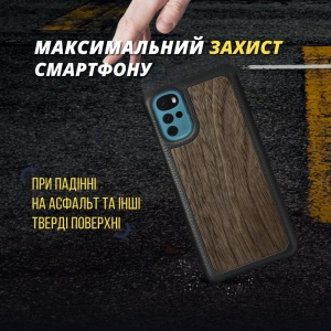 Кожаная накладка Stenk WoodBacker для Motorola Moto G22 Чёрная