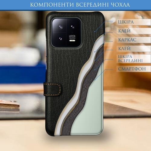 чехол-книжка на Xiaomi 13 Черный Stenk Premium фото 5