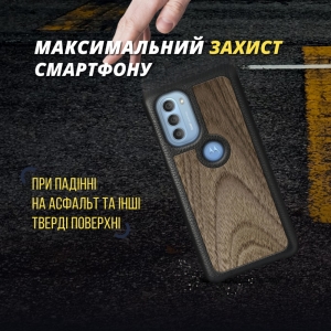 Шкіряна накладка Stenk WoodBacker для Motorola Moto G51 5G Чорна