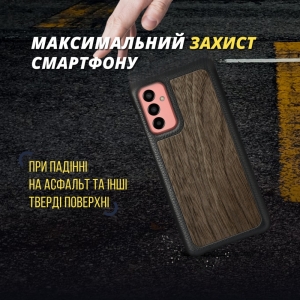 Шкіряна накладка Stenk WoodBacker для Samsung Galaxy M13 Чорна