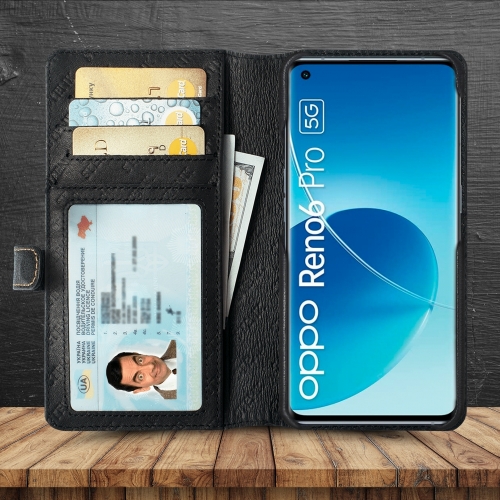 чехол-кошелек на OPPO Reno6 Pro 5G (Snapdragon) Черный Stenk Premium Wallet фото 2