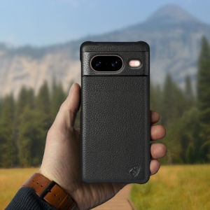 Кожаная накладка Stenk Cover для Google Pixel 8 Чёрная