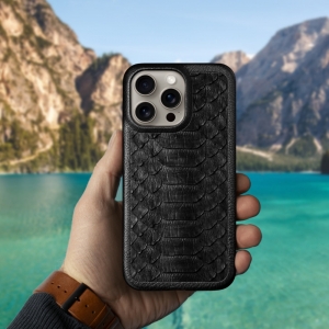 Шкіряна накладка Stenk ExBacker Python Scales для Apple iPhone 15 Pro Чорний