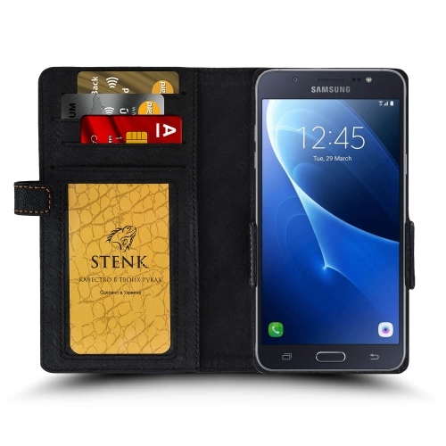 чехол-книжка на Samsung Galaxy J7 (2016) Черный Stenk Wallet фото 2