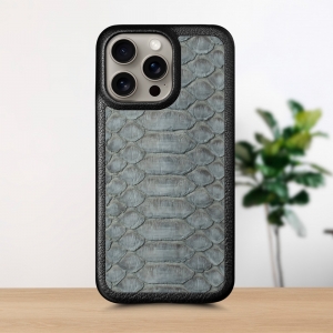 Кожаная накладка Stenk ExBacker Python Scales для Apple iPhone 15 Pro Серый