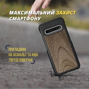 Шкіряна накладка Stenk WoodBacker для LG V60 ThinQ Чорна