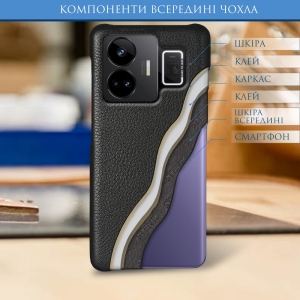 Кожаная накладка Stenk Cover для Realme GT Neo 5 Чёрная