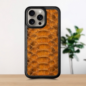 Кожаная накладка Stenk ExBacker Python Scales для Apple iPhone 15 Pro Коричневый