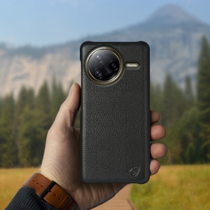 Кожаная накладка Stenk Cover для Xiaomi Poco F7 Ultra Чёрный