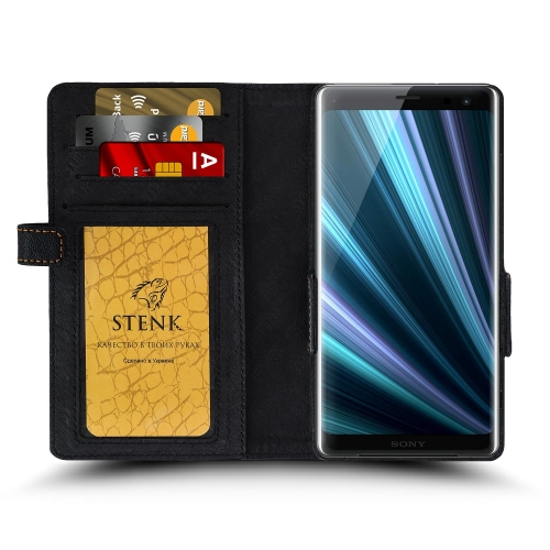 чехол-книжка на Sony Xperia XZ3 Черный Stenk Wallet фото 2