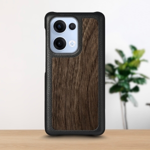 Кожаная накладка Stenk WoodBacker для OPPO Reno13 Черный