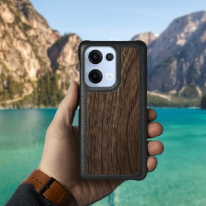 Шкіряна накладка Stenk WoodBacker для OPPO Reno13 Чорний