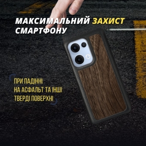 Шкіряна накладка Stenk WoodBacker для OPPO Reno13 Чорний